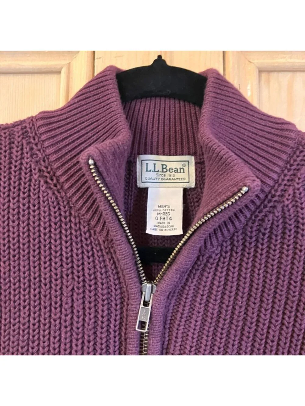 L.L.Bean Mens Vintage Y2K Full Zip Cardigan Sweater Medium Reg. Burgundy FA EXC
